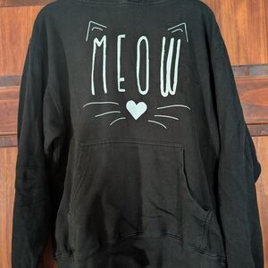 Black 'Meow' Cat Sweatshirt